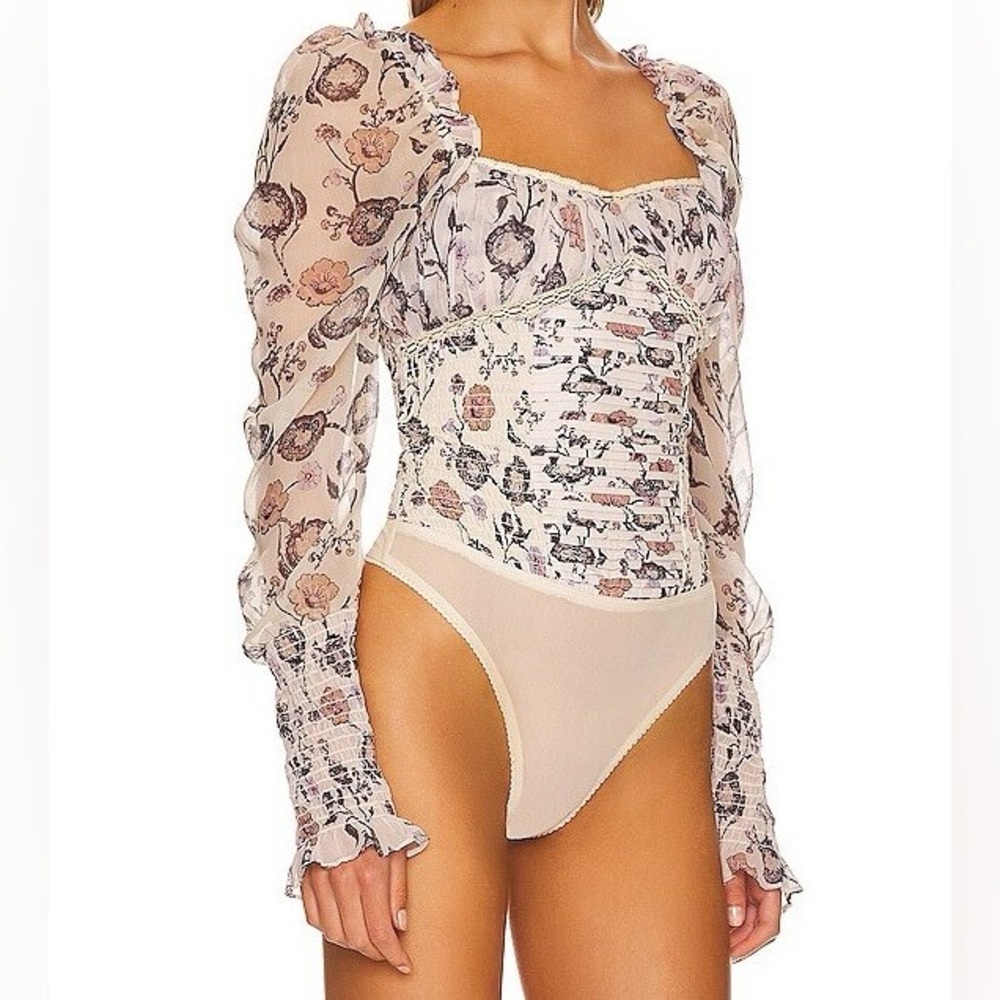 Free People Ruched Floral Bodysuit
